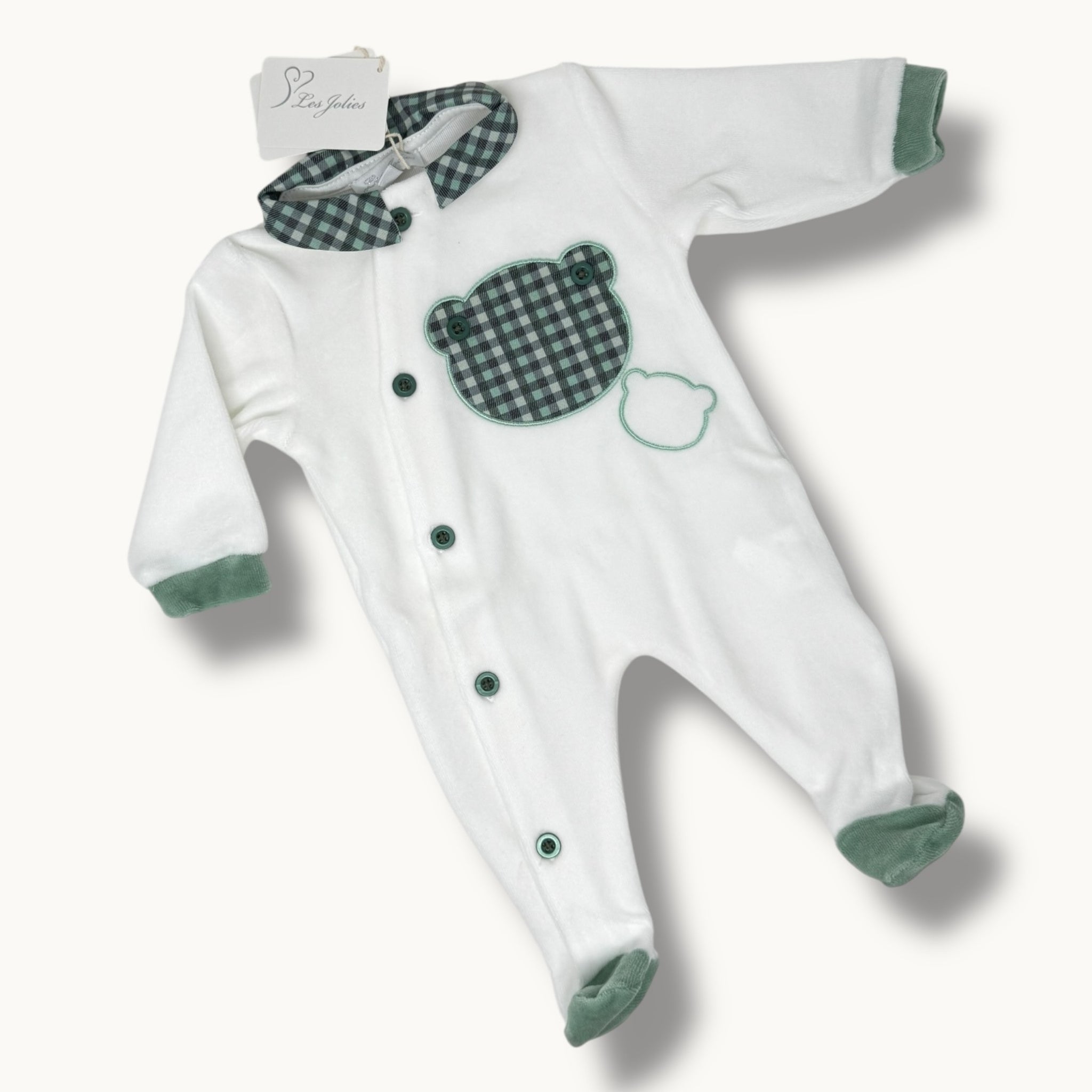 Les Jolies Tutina Maschietto Ricamata In Ciniglia Di Cotone  Art. Lj344-5