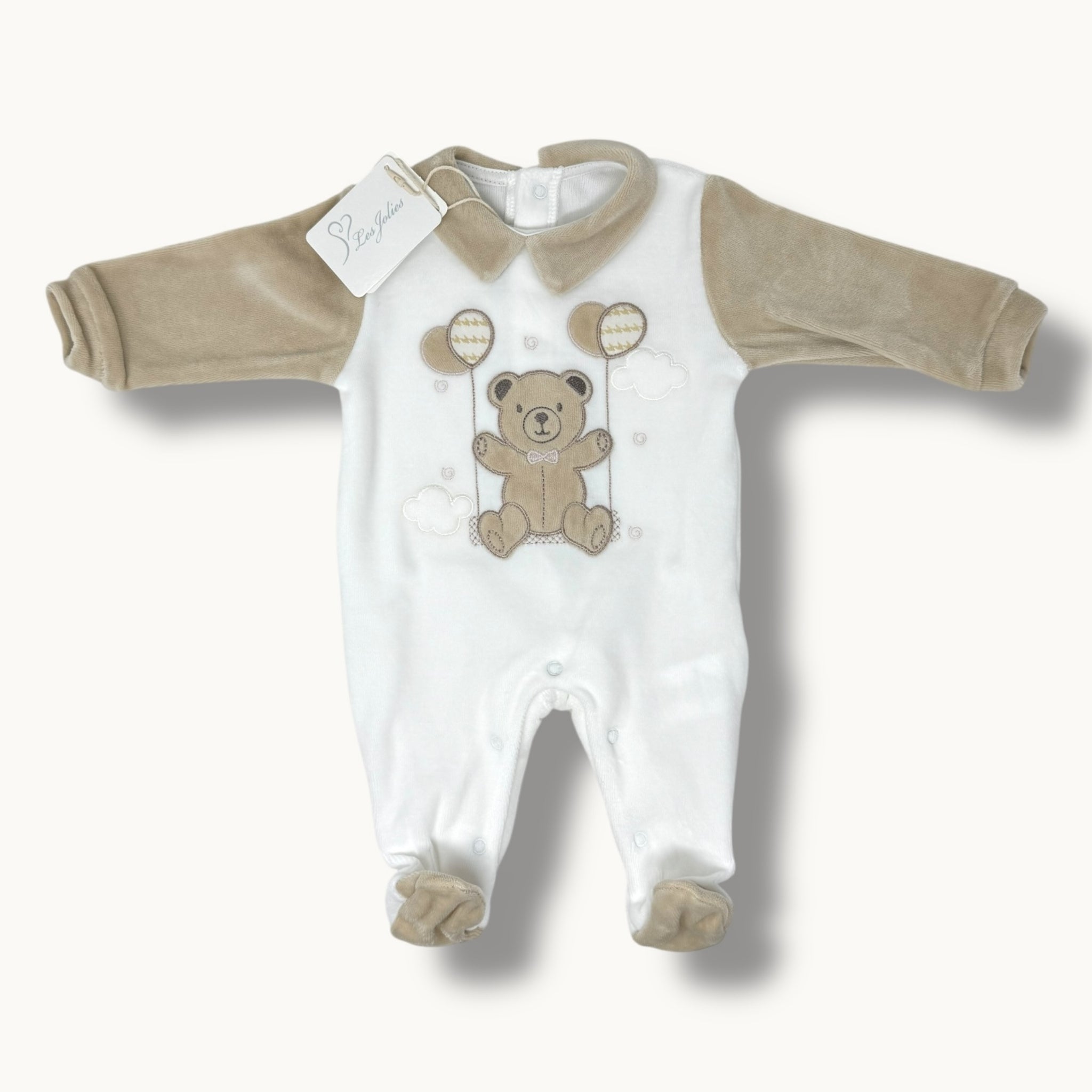 Les Jolies Tutina Maschietto Ricamata In Ciniglia Di Cotone Art. Lj344-6