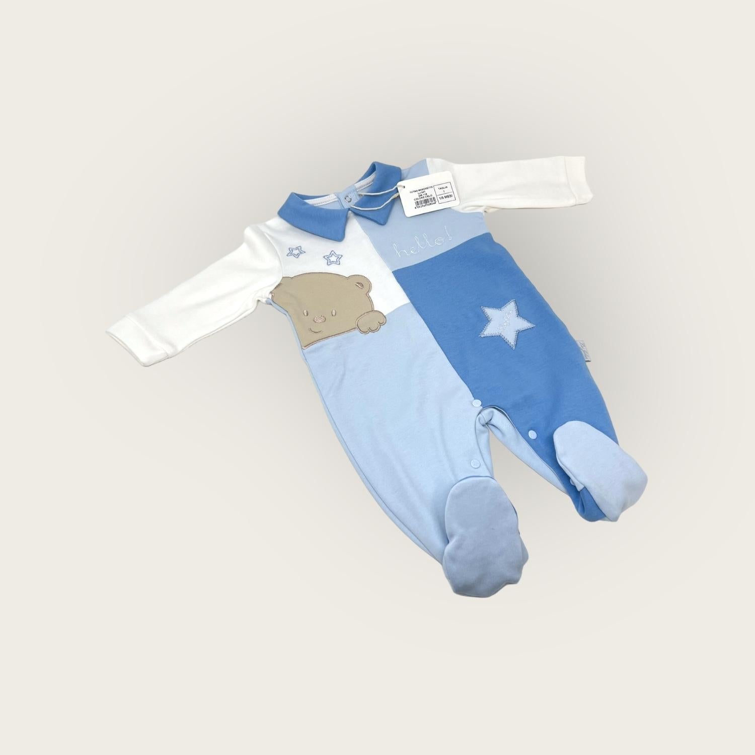 Les Jolies Tutina Baby Maschietto In Caldo Cotone Con Applicazioni E Ricamo  Art.lj341-116
