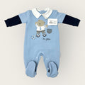 Les Jolies Tutina Baby Maschietto In Caldo Cotone -di Cotone- Ricamata Art. Lj341-117