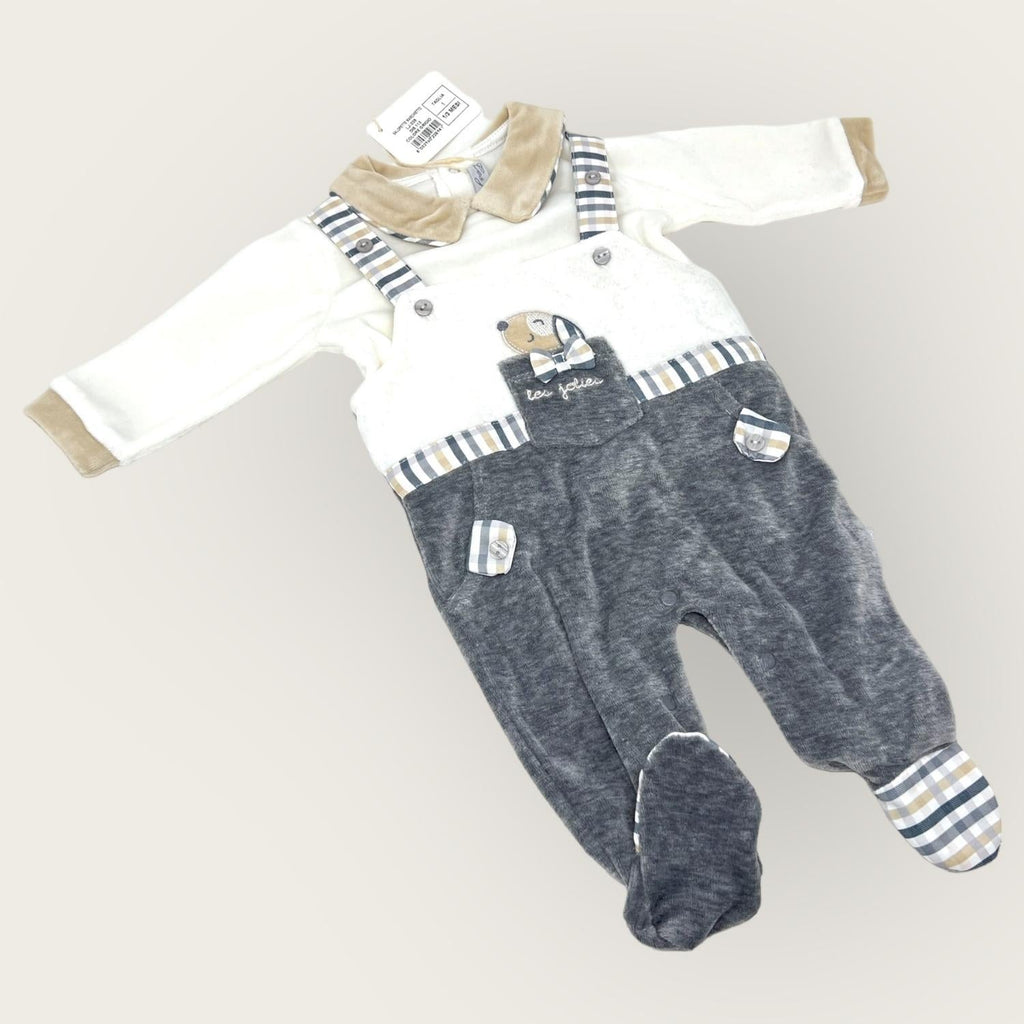 Les Jolies Salopette Baby Maschietto In Ciniglia Di Cotone Con Ricamo Lj335-113