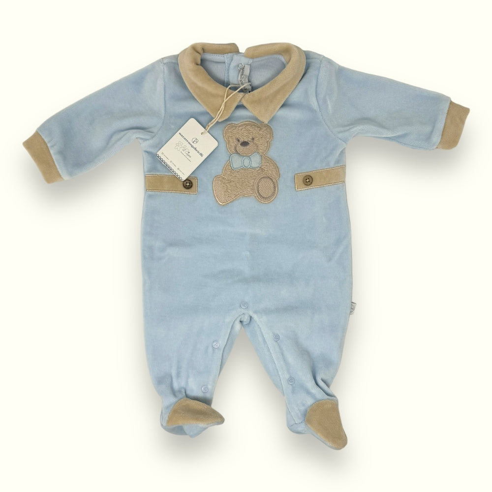 Nazareno Gabrielli - Tutina Neonato Di Ciniglia In Cotone Con Applicazioni  Art. Ng2110-29