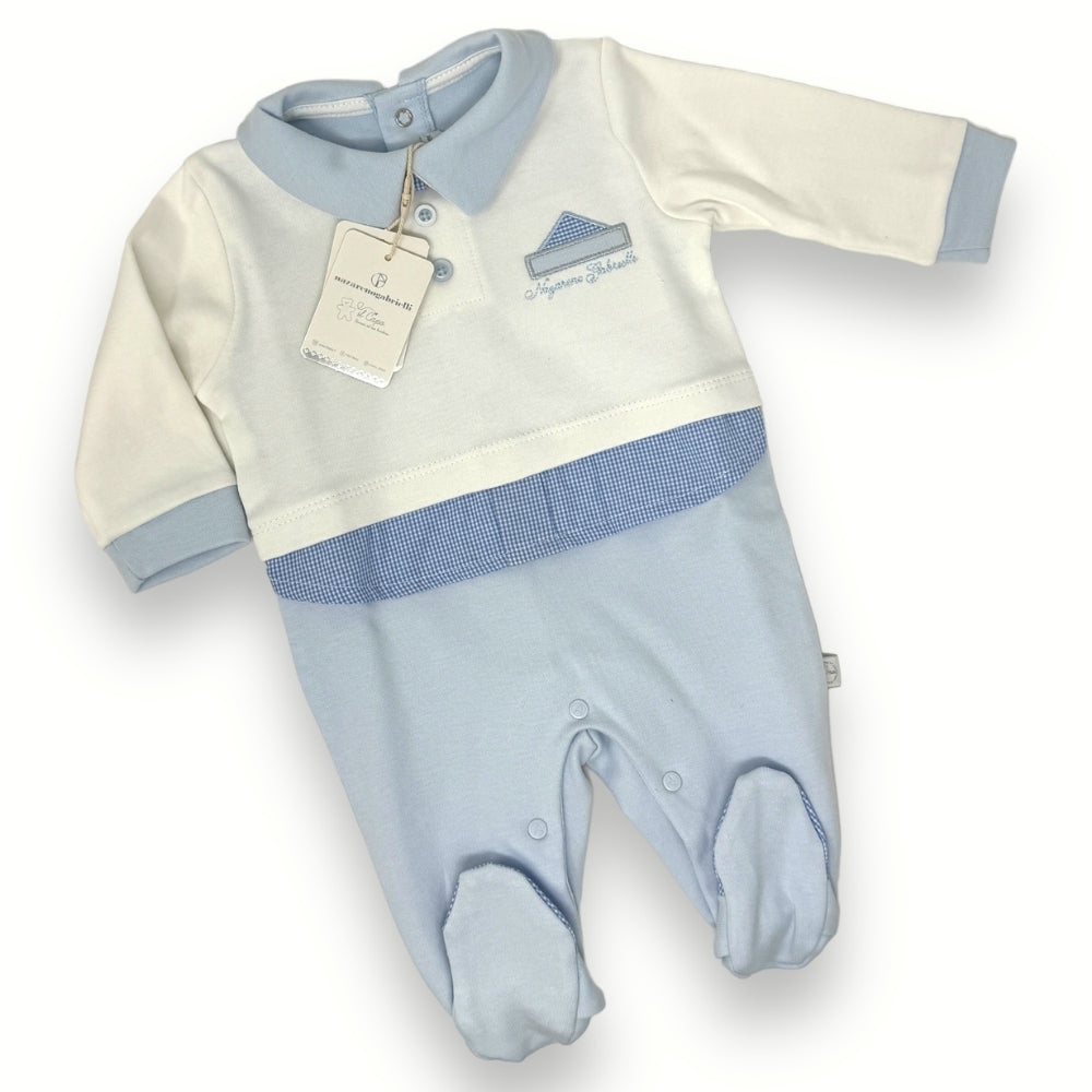 Nazareno Gabrielli - Tutina Neonato In Caldo Cotone 100% Con Ricamo E Applicazione  Ng2112-20
