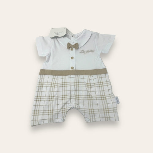 Les Jolies Estate Baby Tutina Corta Mezza Manica In Puro Cotone Con Ricamo  Art. Lj338