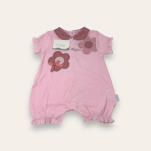 Les Jolies Estate Baby Tutina Corta In Puro Cotone Con Applicazioni E Ricami  Lj238-42
