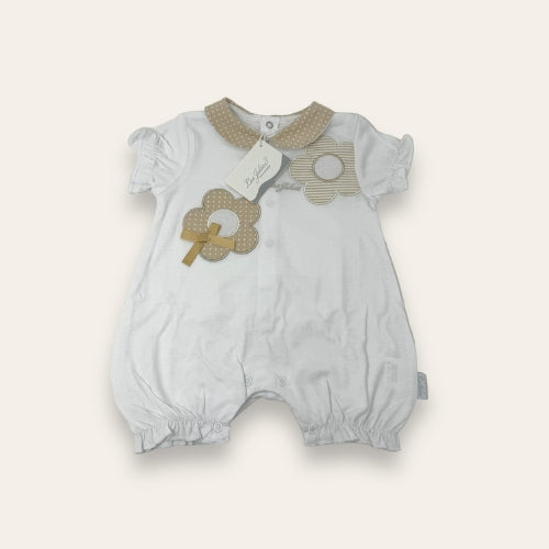 Les Jolies Estate Baby Tutina Corta In Puro Cotone Con Applicazioni E Ricami  Lj238-42