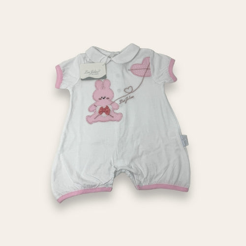 Les Jolies Estate Baby Tutina Corta In Puro Cotone Con Applicazioni E Ricami  Art. Lj238-43