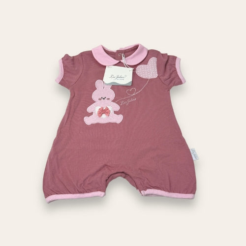 Les Jolies Estate Baby Tutina Corta In Puro Cotone Con Applicazioni E Ricami  Art. Lj238-43