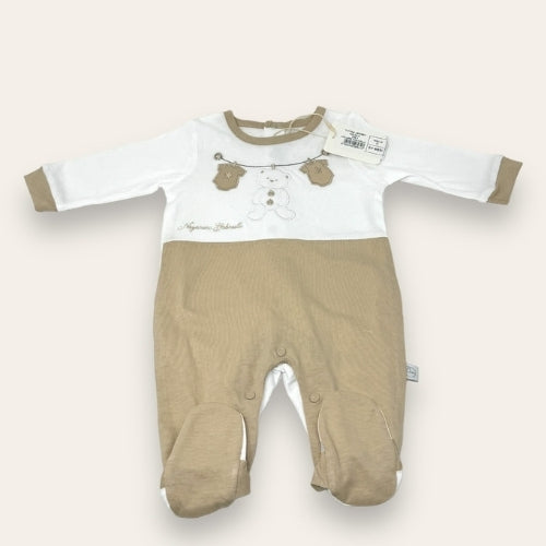 Nazareno Gabrielli Neonato Tutina Jersey In Puro Cotone Con Applicazioni E Ricami  Art. Ng3310-1