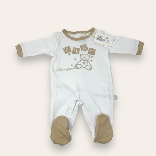 Nazareno Gabrielli Neonato Tutina Jersey In Puro Cotone Con Applicazioni E Ricami  Art. Ng3310-2