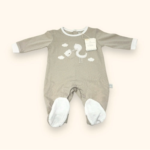Nazareno Gabrielli Neonato Tutina Jersey In Puro Cotone Con Applicazioni E Ricami  Art. Ng3310-3