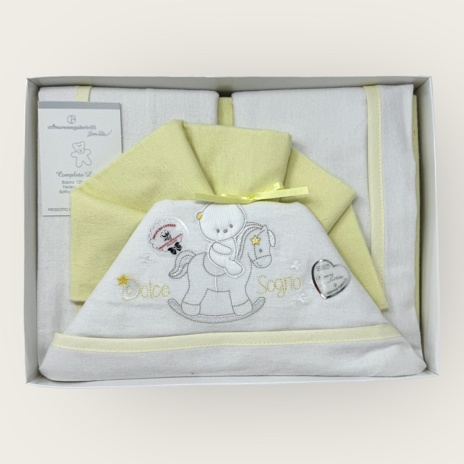 Nazareno Gabrielli Completo Lenzuola In Flanella 100%cotone Per Lettino 120x180 Art. Ng360-3