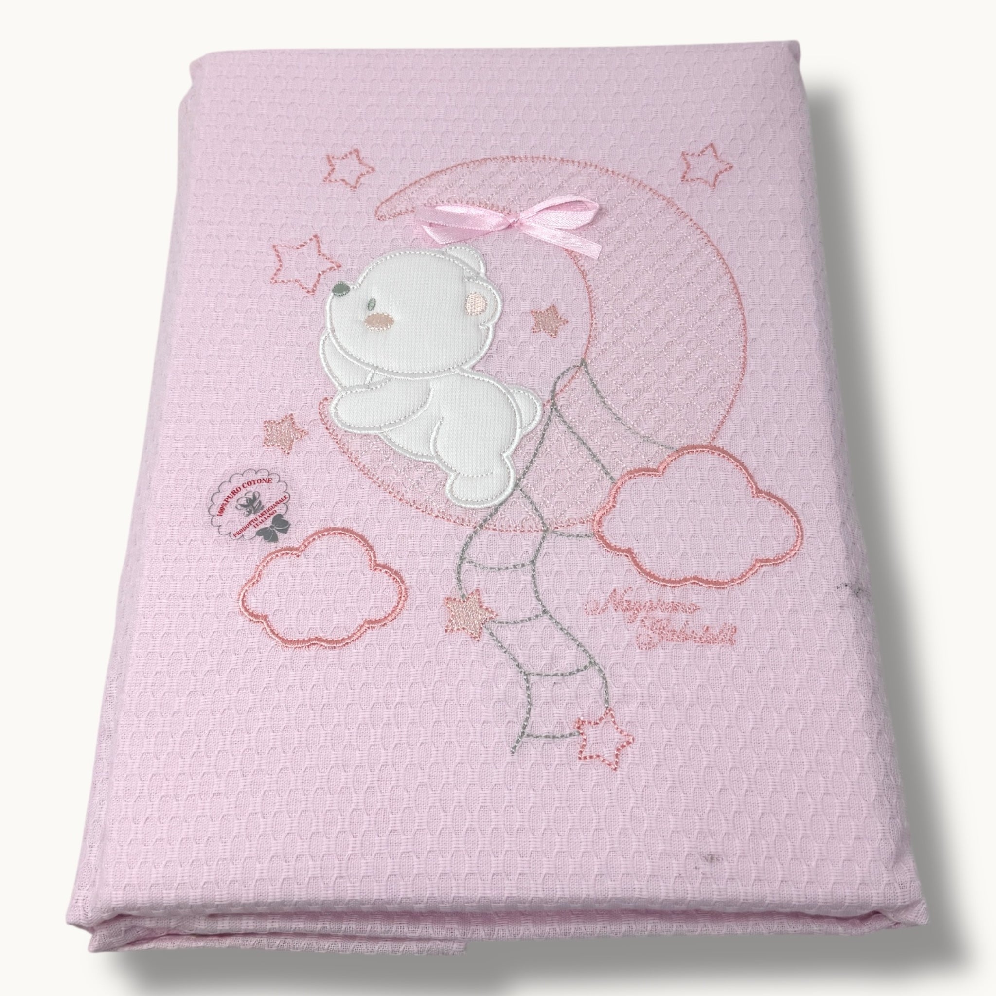 Nazareno Gabrielli Baby  Copertina Lettino In Cotone 100% Ricamata  115x150 Art. Ng352-51