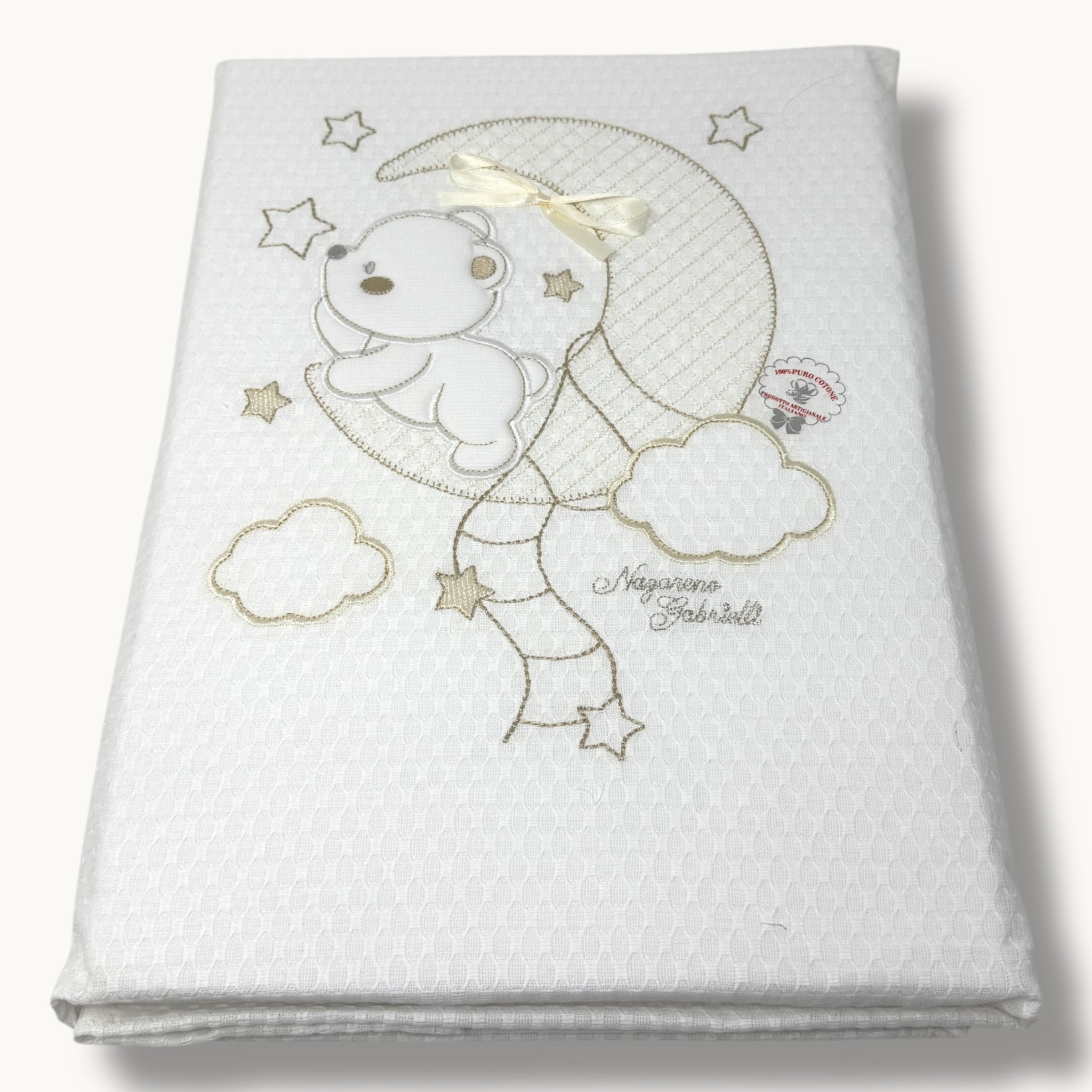Nazareno Gabrielli Baby  Copertina Lettino In Cotone 100% Ricamata  115x150 Art. Ng352-51