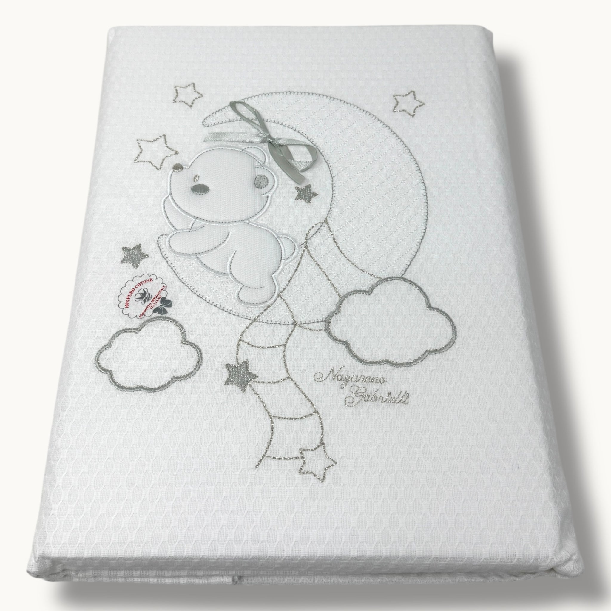 Nazareno Gabrielli Baby  Copertina Lettino In Cotone 100% Ricamata  115x150 Art. Ng352-51