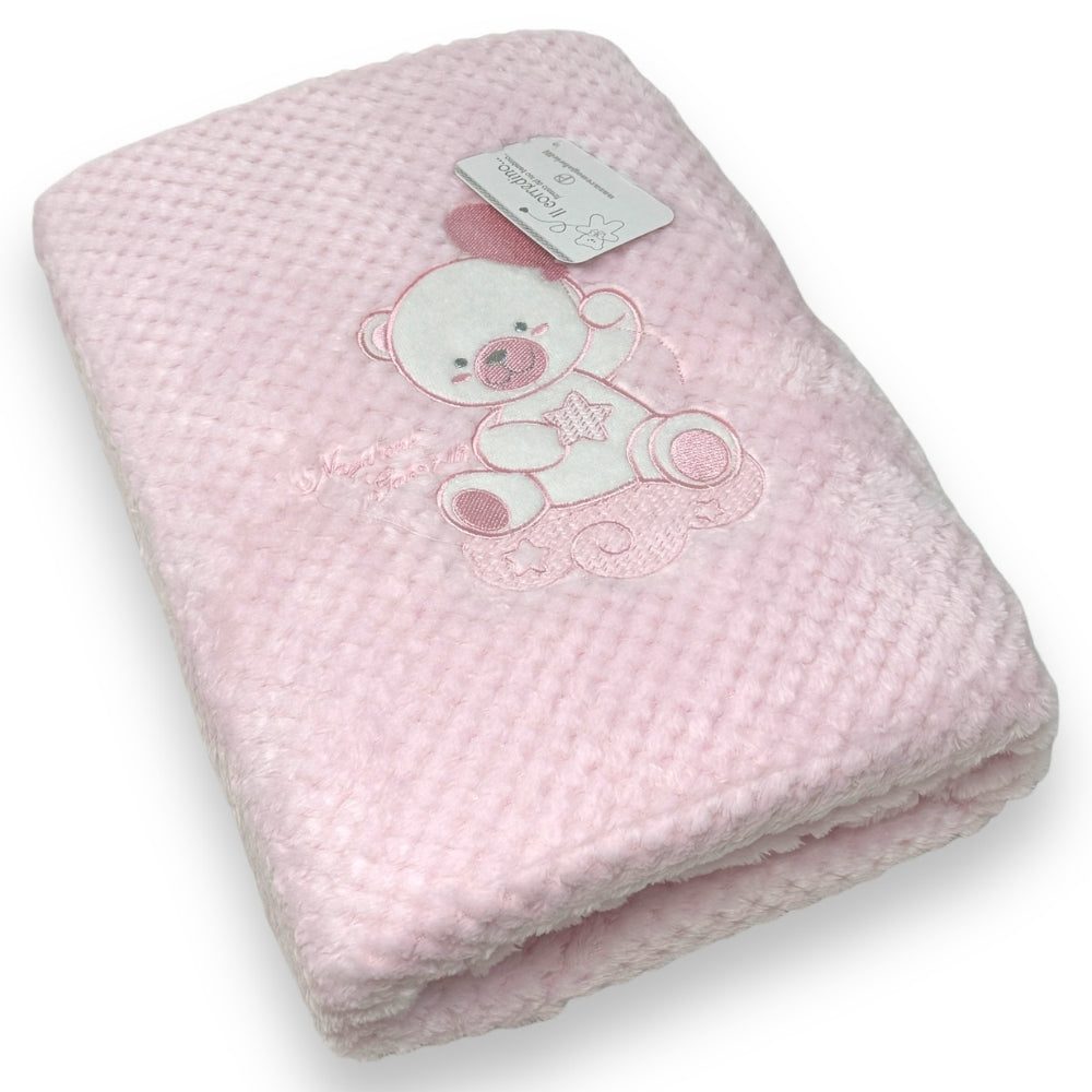 Nazareno Gabrielli Copertina Lettino In Morbido Coral -ricamo Bear-  Art. Ng549-2