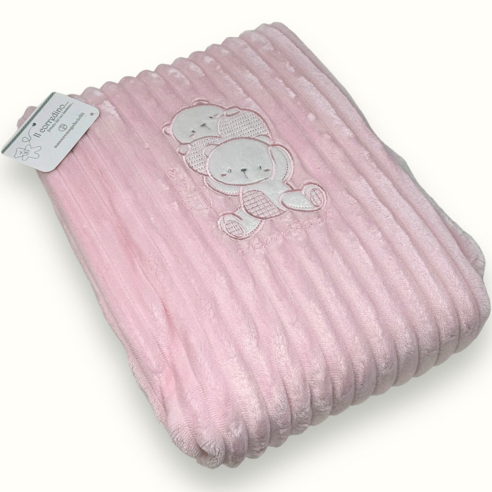 Nazareno Gabrielli - Piumino Per Culla In Pile -ricamo Bear- 75x100  Art. Ng4744-2