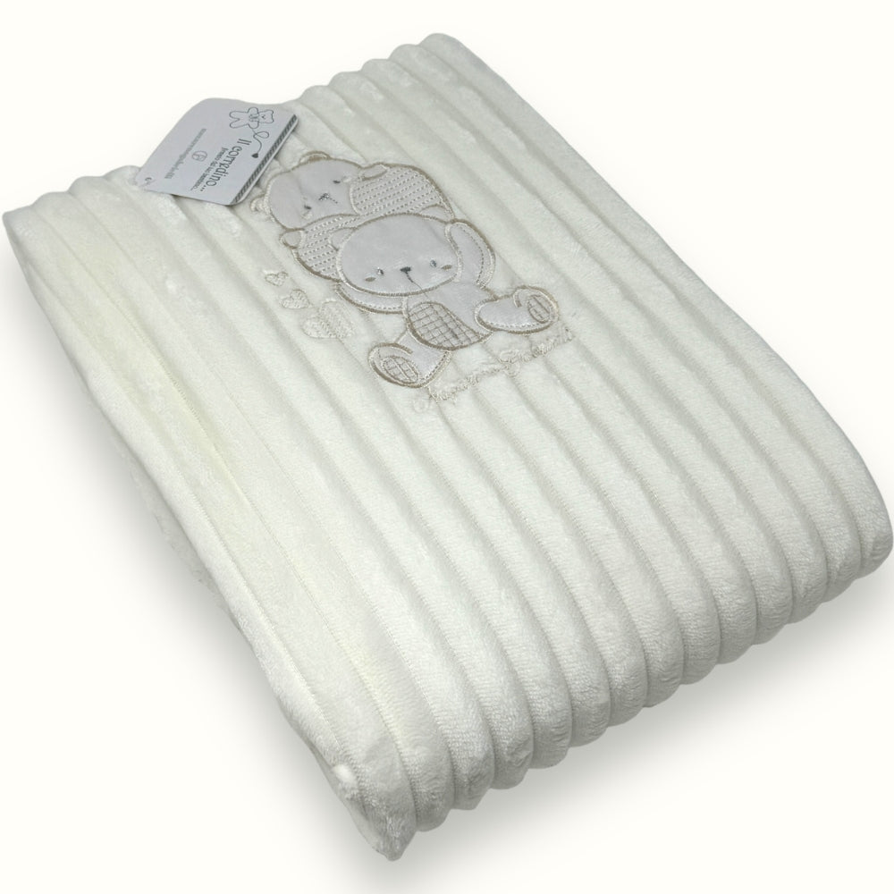 Nazareno Gabrielli - Piumino Per Culla In Pile -ricamo Bear- 75x100  Art. Ng4744-2