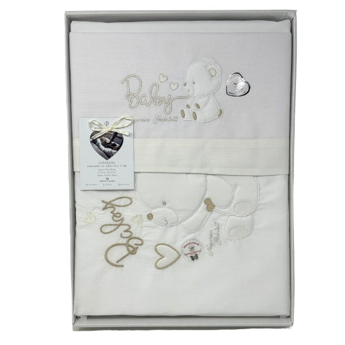 Nazareno Gabrielli Coordinato 4 Pezzi Carrozzina Maxi - Next To Me In Puro Cotone Ricamato  Art. Ng465/22