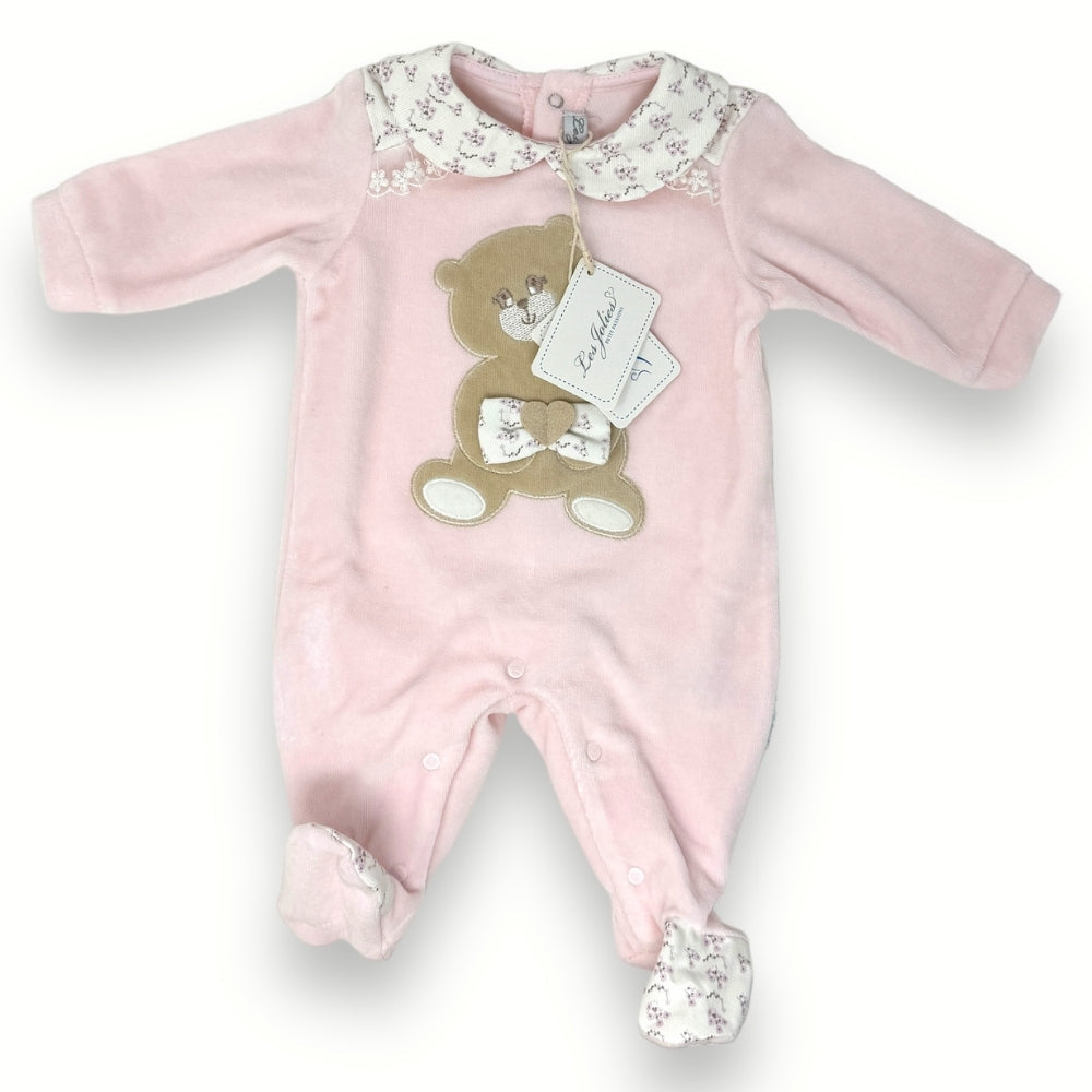 Les Jolies - Tutina Neonata Di Ciniglia Cotone Con Ricamo Ed Applicazioni  Art. Lj244-37