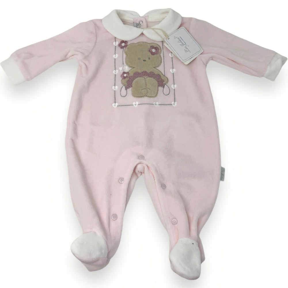 Les Jolies - Tutina Neonata Di Ciniglia In Cotone Con Ricamo Ed Applicazioni  Art. Lj244-38