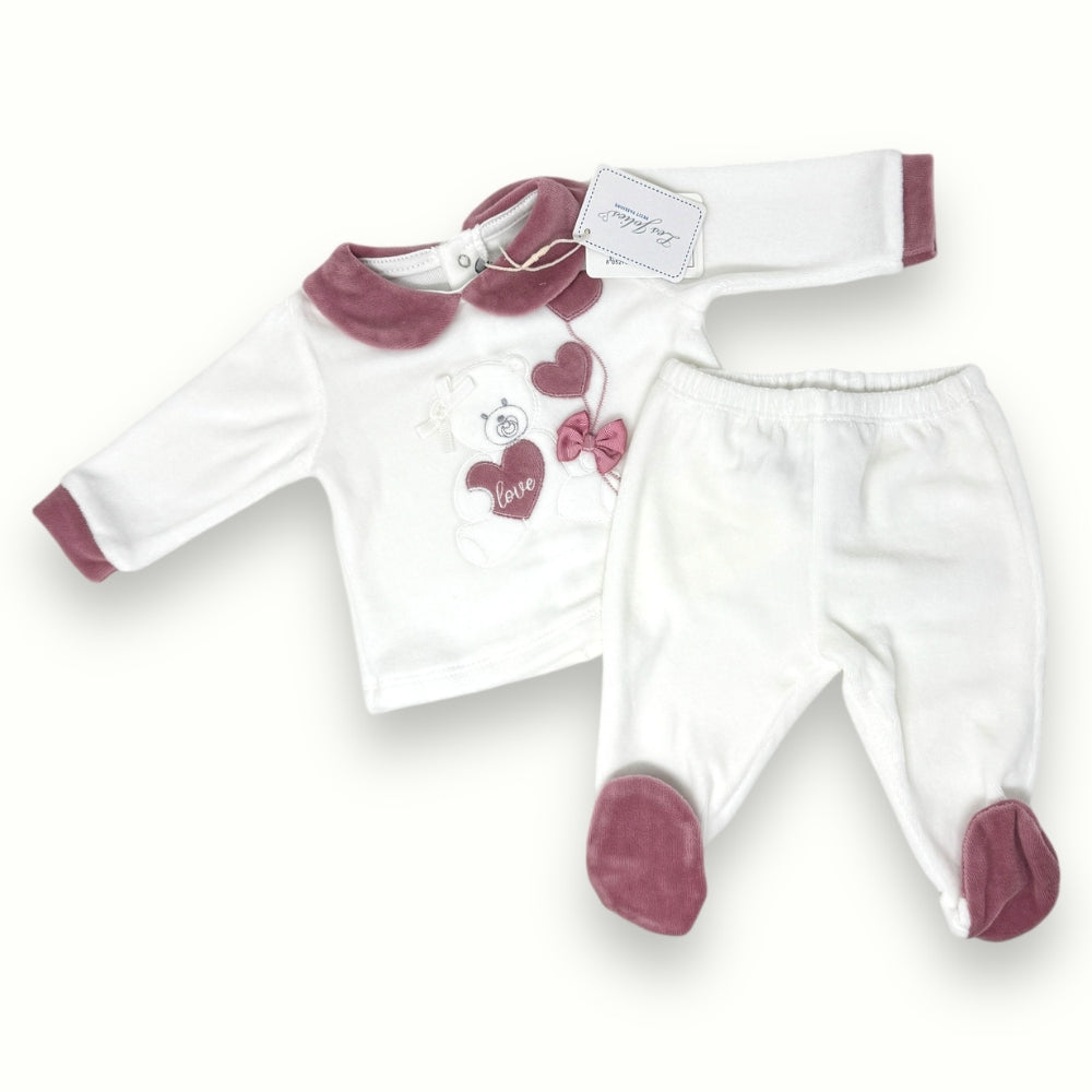Les Jolies - Completo 2 Pezzi Clinico Femminuccia In Ciniglia Con Ricamo  Art. Lj234-41