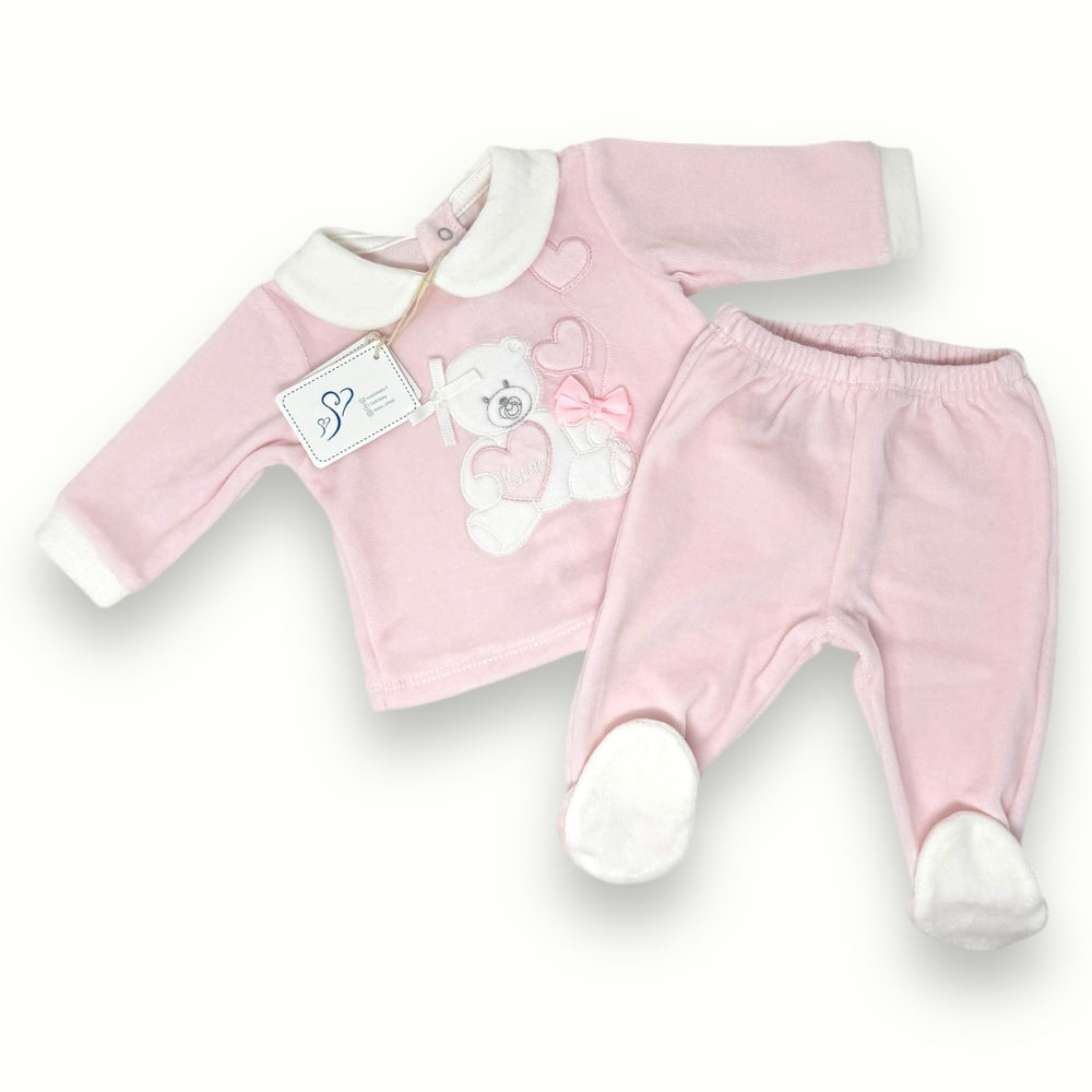 Les Jolies - Completo 2 Pezzi Clinico Femminuccia In Ciniglia Con Ricamo  Art. Lj234-41