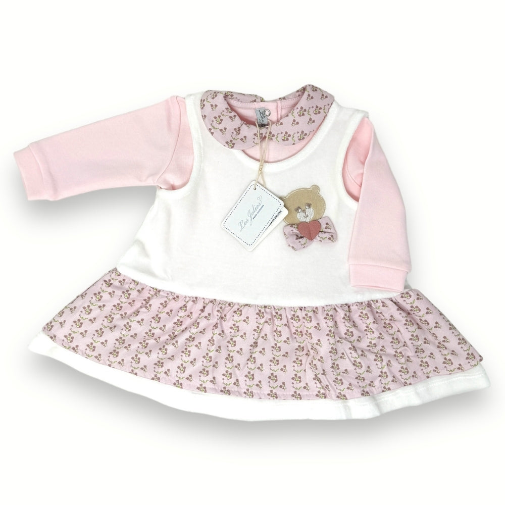 Les Jolies - Vestitino Neonata Di Ciniglia Cotone Con Ricamo Ed Applicazioni  Art. Lj235-37