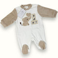 Nazareno Gabrielli - Tutina Baby (gender Reveal) In Morbida Ciniglia -di Cotone- Ricamata  Art. Ng625-20