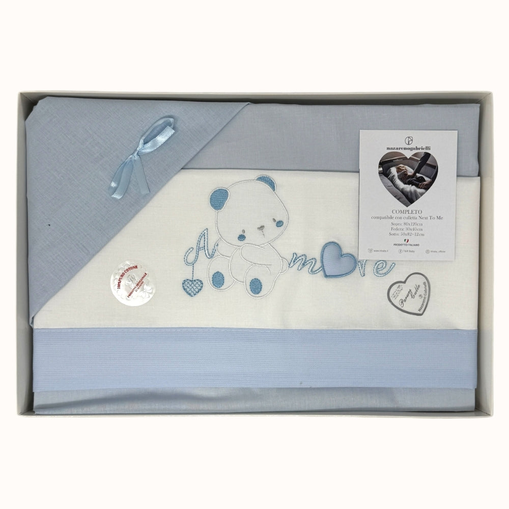 Nazareno Gabrielli - Completo Lenzuola Maxi Culla Compatibile Con La Next To Me 100% Cot. Ricamato Art. Ng3016-40