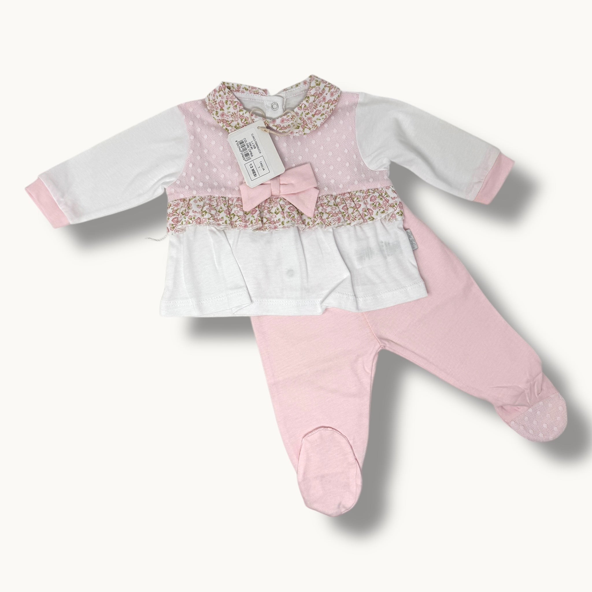 Les Jolies - Completo Clinico 2 Pezzi In Puro Cotone Con Applicazione In Pizzo  Art. Lj228-80
