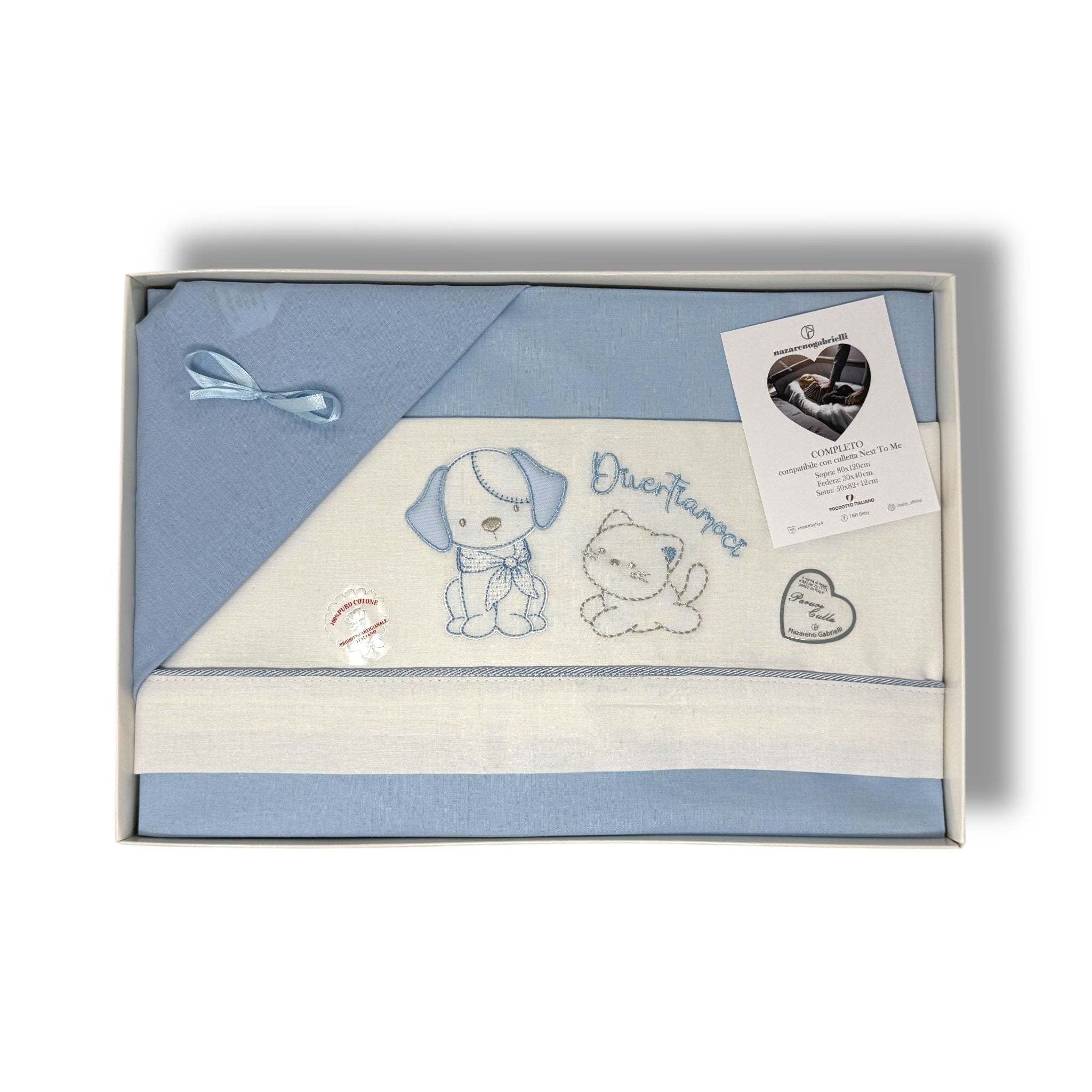 Nazareno Gabrielli - Completo Lenzuola Maxi Culla Compatibile Con La Next To Me 100% Cot. Ricamato Art. Ng3016-43