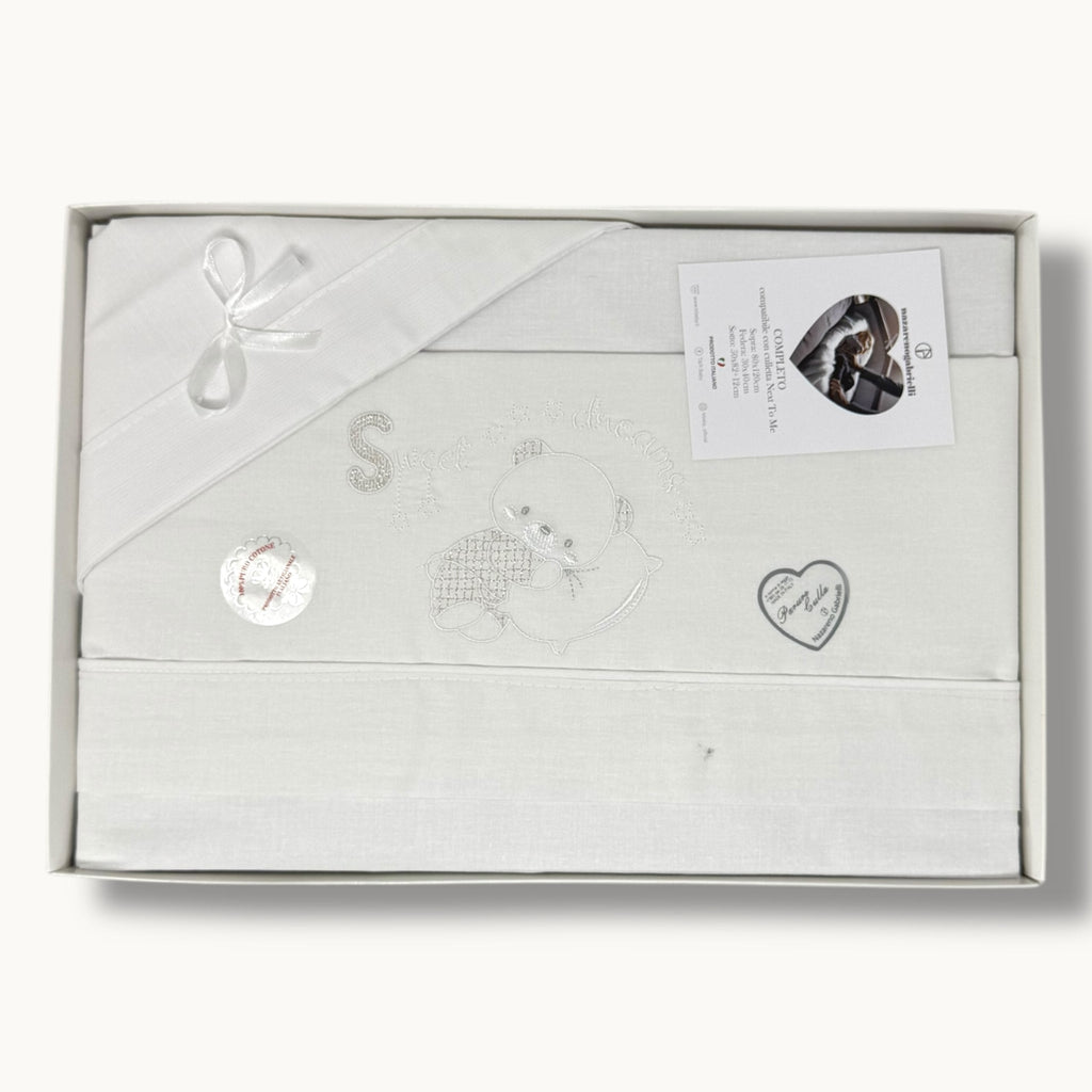 Nazareno Gabrielli - Completo Lenzuola Maxi Culla Compatibile Con La Next To Me 100% Cot. Ricamato Art. Ng3016-47