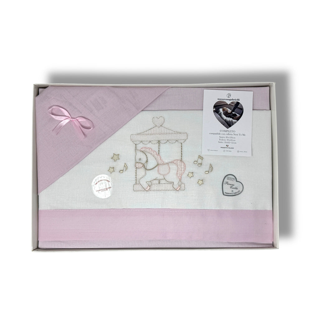 -nazareno Gabrielli- Completo Lenzuola Maxi Culla Compatibile Con La Next To Me 100% Cot. Ricamato Art. Ng3016-48