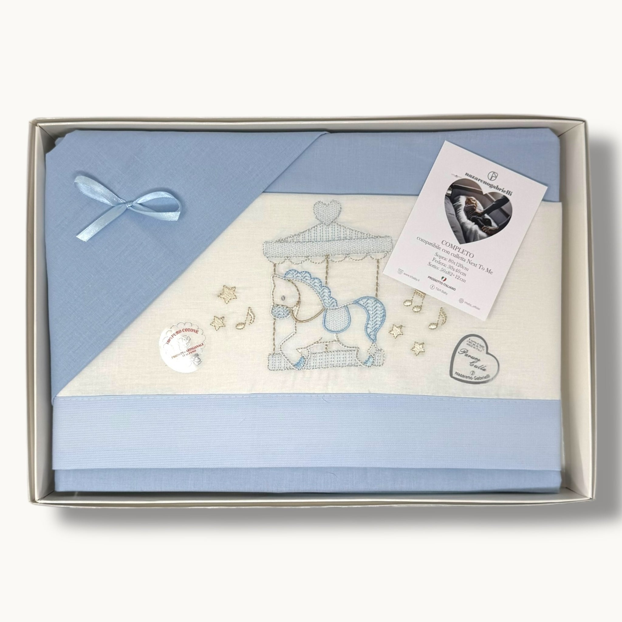 -nazareno Gabrielli- Completo Lenzuola Maxi Culla Compatibile Con La Next To Me 100% Cot. Ricamato Art. Ng3016-48