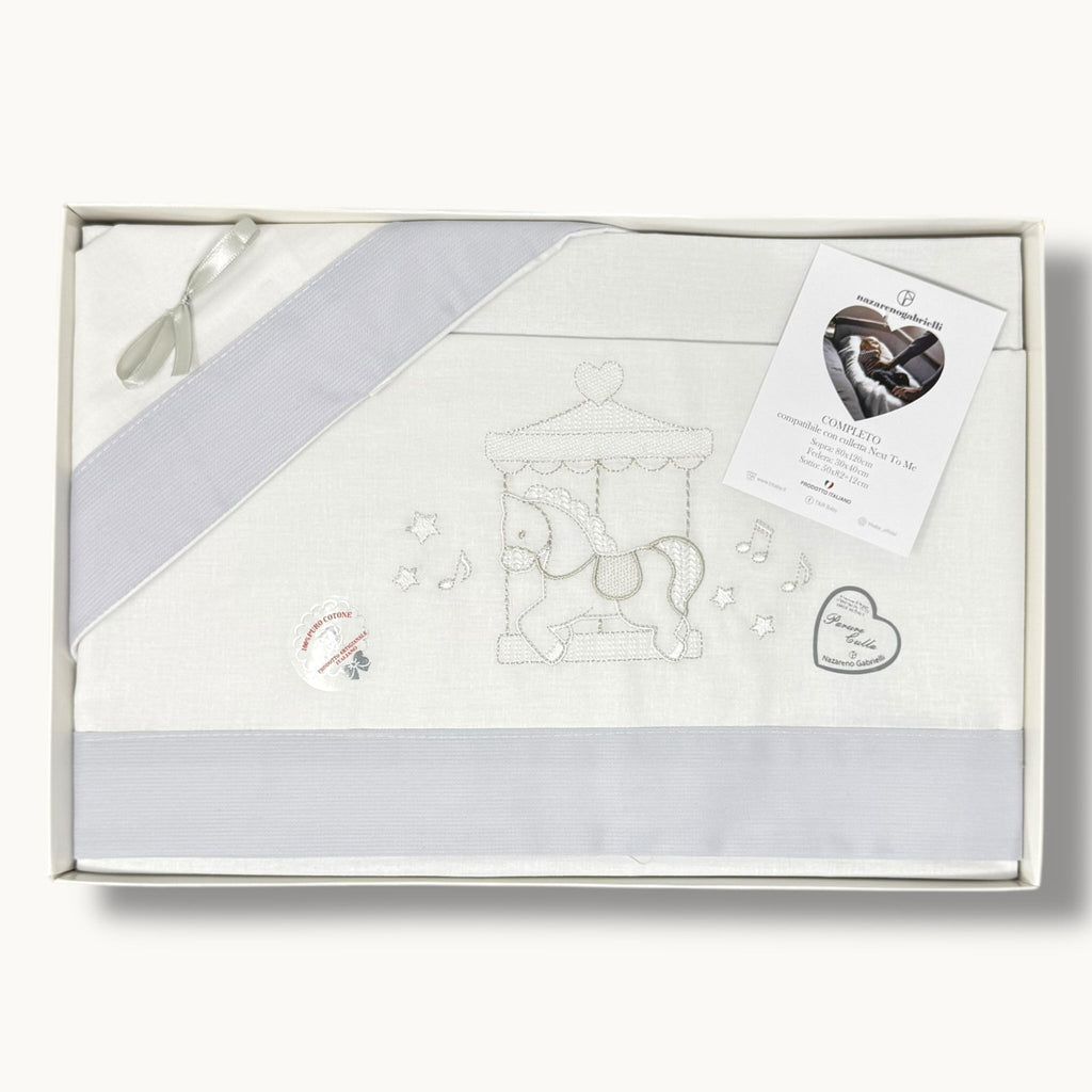 -nazareno Gabrielli- Completo Lenzuola Maxi Culla Compatibile Con La Next To Me 100% Cot. Ricamato Art. Ng3016-48