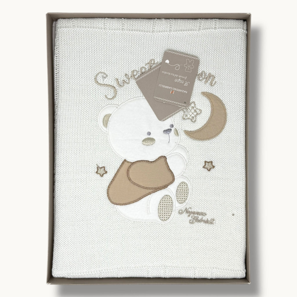 Nazareno Gabrielli Baby Copertina Culla In Misto Lana 75x95 Colorata Ricamata Art. Ng473-3