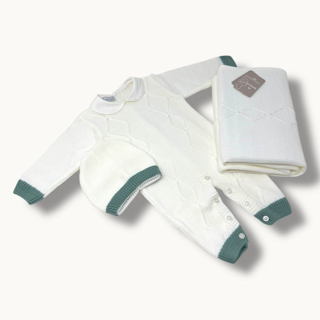 Nazareno Gabrielli  Set Nascita 3 Pezzi (copertina+tutina+cappellino) Mano Lana  Art. Ng3488-6