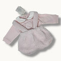 Nazareno Gabrielli Baby Salopetta 2 Pezzi Neonata In Ciniglia Di Cotone 100% Mano Orsetto Art. Ng2244-38
