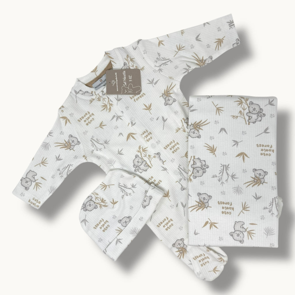 Nazareno Gabrielli Set Nascita 3 Pezzi (copertina+tutina+cappellino) In 100% Cotone Art. Ng3492/2