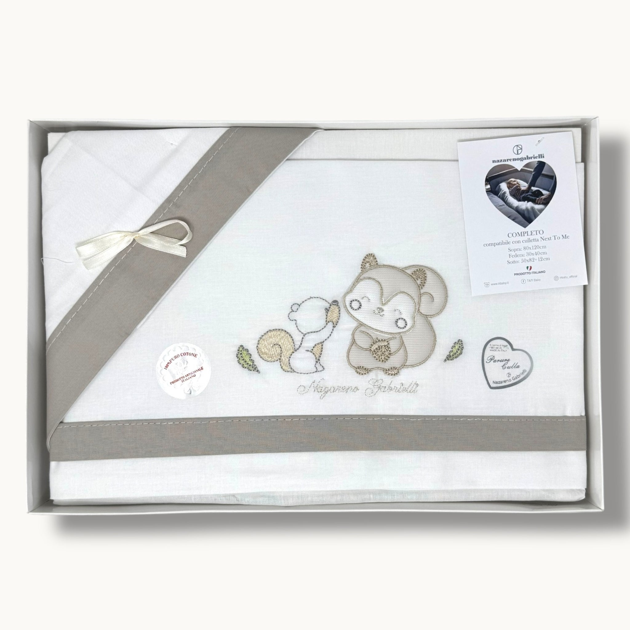 -nazareno Gabrielli- Completo Lenzuola Maxi Culla Compatibile Con La Next To Me 100% Cot. Ric. Art. Ng3016-9