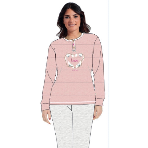 Irge - Pigiama Donna Cotone Lungo Calibrato In Jersey Puro Cotone Ricamato  Art. Cdml178