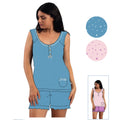 Irge - Pigiama Donna In Cotone Misura Calibrato Serafino Spalla Larga Corto In Puro Cotone Stampato  Art. Cdmc188