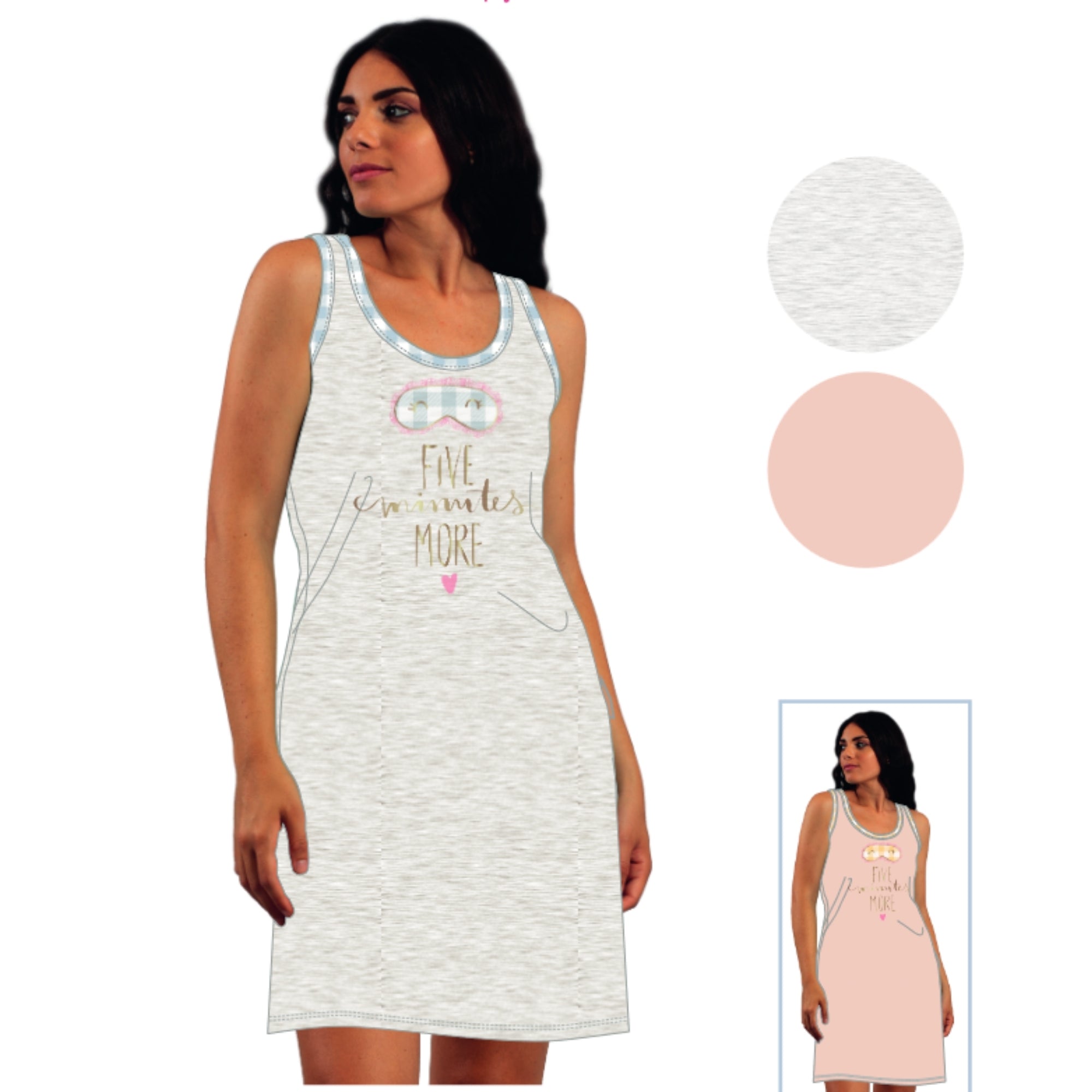 Irge Estate - Camicia Da Notte Donna Calibrata Spalla Larga Stampata In Puro Cotone  Art. Cdmc191