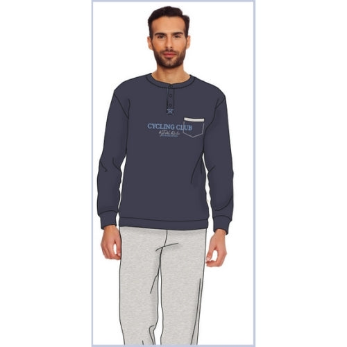 Irge Primavera - Pigiama Uomo Cotone Lungo In Jersey Puro Cotone Con Taschino  Art. Mil2061