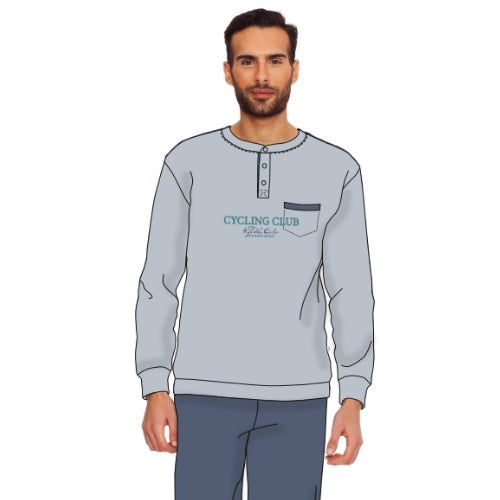 Irge Primavera - Pigiama Uomo Cotone Lungo In Jersey Puro Cotone Con Taschino  Art. Mil2061