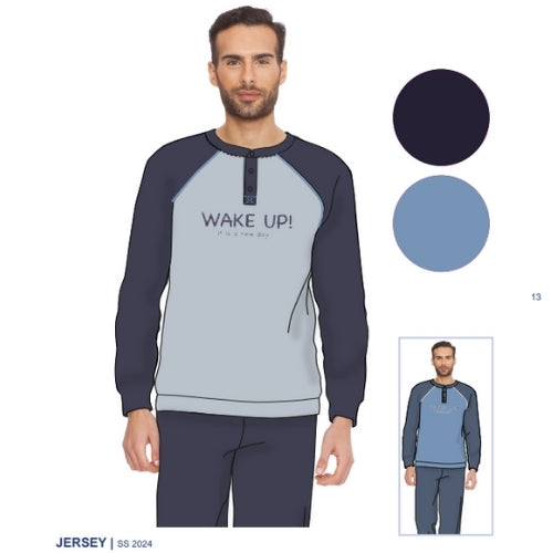 Irge - Pigiama Ragazzo Cotone Lungo In Jersey Puro Cotone Con Ricamo  Art. Sul141