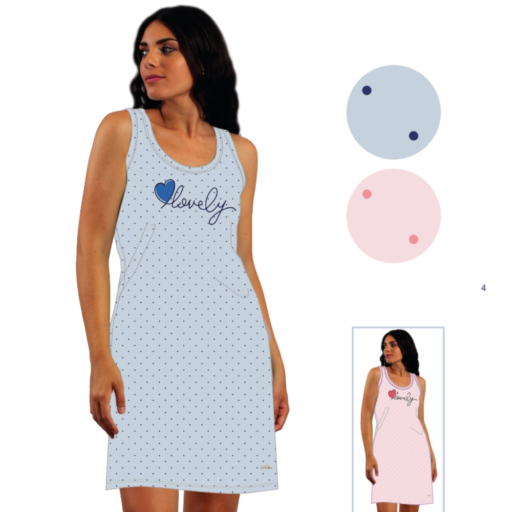Y&m - Abitino Casa Donna Spalla Larga Stampato In Puro Cotone  Art. Ymc550