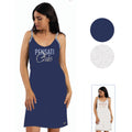 Y&m - Abitino Casa Donna Spalla Stretta Con Stampa E Ricamo In Puro Cotone  Art. Ymc582