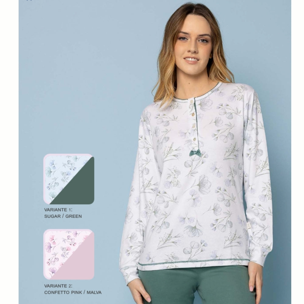Irge - Pigiama Donna Serafino In Caldo Cotone 100% Fantasia  Art. Iri2168